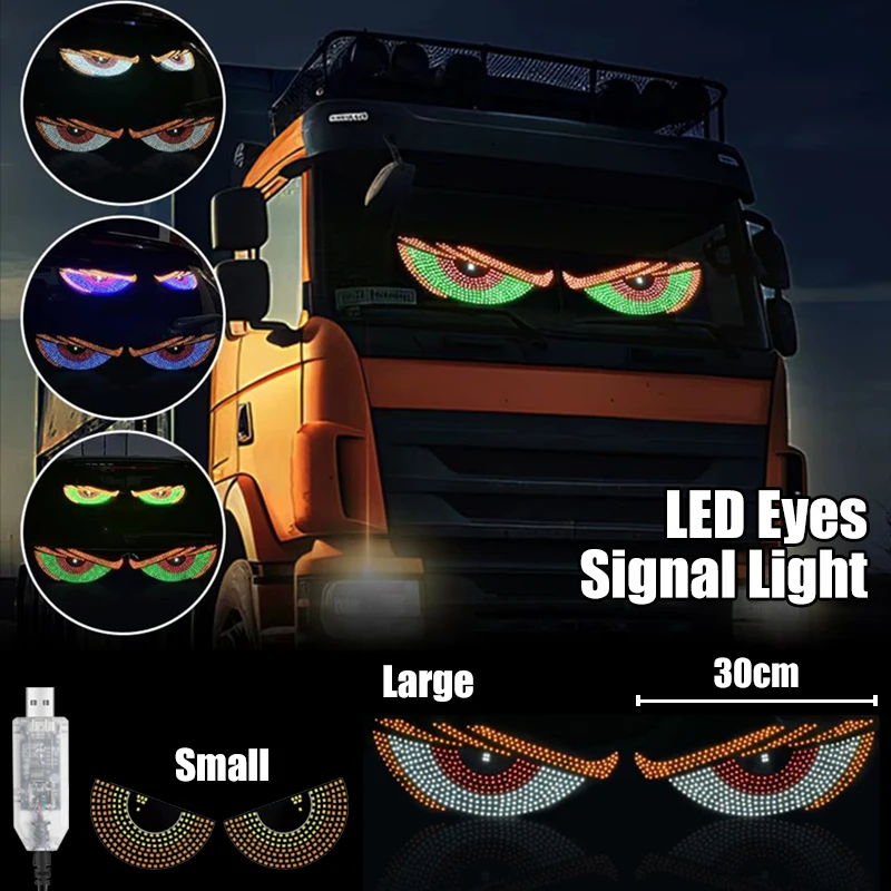 

LED Eyes Light Demon Eyes Vehicle Signal Lights USB Plug-in Matrix Panel Warning Strobe Lights Decorations for Car Windshield