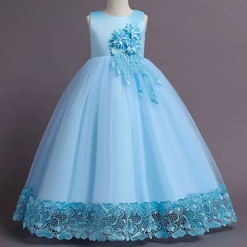 Flower Girls Party Wedding Dress Children Kids Elegant Ball Gown Clothes Princess Party Dresses for 4-14years Teenager Wear