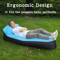 Portable Waterproof Lazy Air Sofa Bag, Inflatable Beach Recliner, Fast Folding Sleeping Lounger for Beach Camping Travel