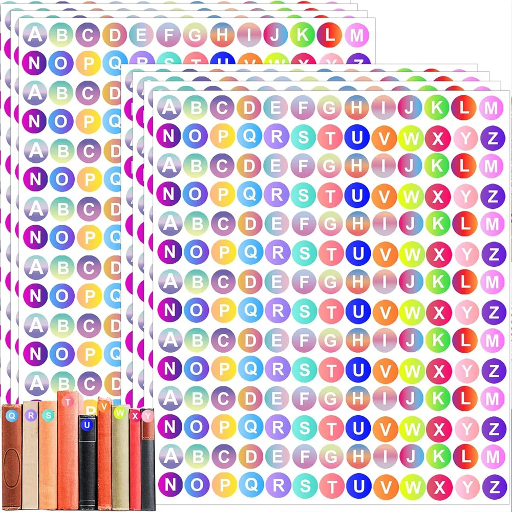 Alphabet Stickers of The Letter A-Z Colorful 1/2 inch Small Round Paper Self-Adhesive Letter Labels Decal for Inventory 1820pcs