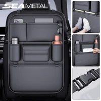 SEAMETAL-Bolsa de almacenamiento para asiento trasero de coche, 6 bolsillos, resistente al desgaste, organizador para asiento trasero de coche, soporte para pañuelos/tazas, almohadilla antipatadas impermeable