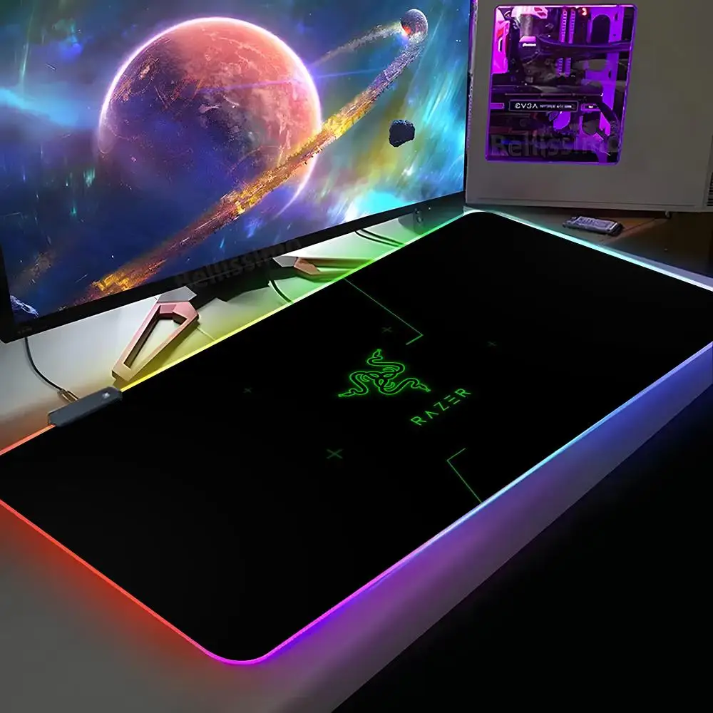 لوحة ماوس Razer XXL RGB لوحة ماوس ألعاب HD ملحقات ألعاب كبيرة بإضاءة LED وسجادة كمبيوتر مع إضاءة خلفية