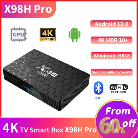 X98H Pro Smart TV Box BT5.0 1000M LAN Google Voice Assistant Android 12.0 4K+ WiFi6 Allwinner H618 TV Box X98H Pro Set Top Box