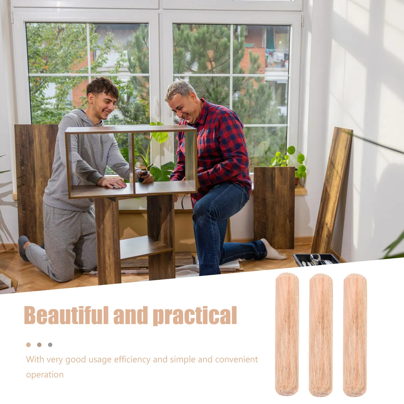 200Pcs Wooden Dowels Precision Cut Unfinished Wood Pegs for Furniture Assembly Shelves DIY Woodworking Projects Wood Plugs Dowel