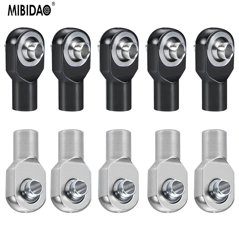 MIBIDAO 10Pcs Metal Rod End Ball Head Linkage Joint For 1/10 Telluride RC Crawler Car Upgrade Parts