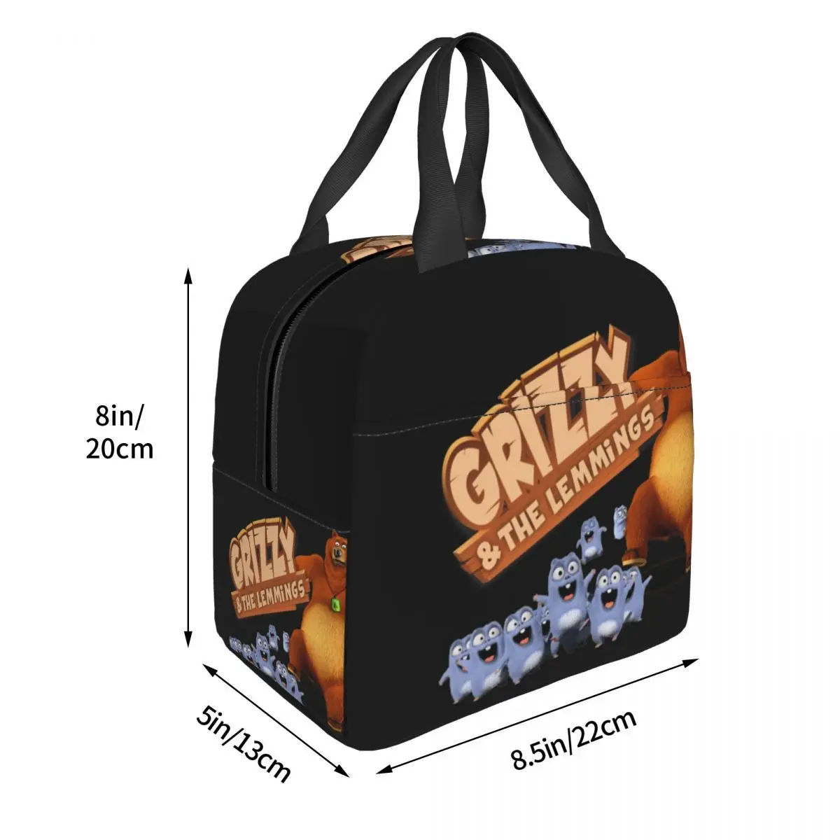 Grizzy And Lemmings Funny Angry The Lemmings Insulated Lunch Bag for Women Kids Portable Food Boxes Thermal Lunch Box Tote