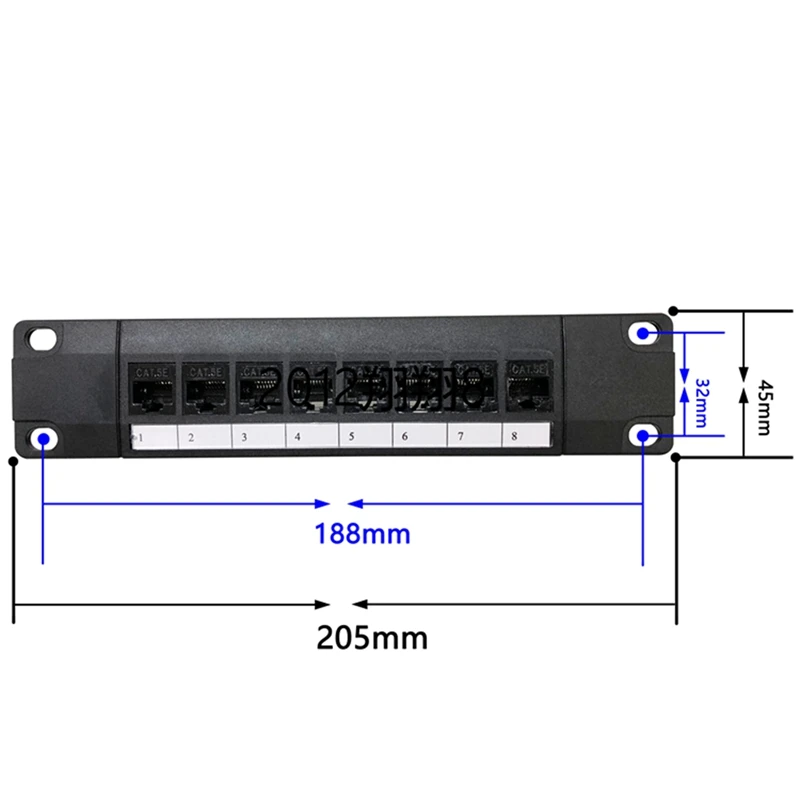 8 Port Straight-Through CAT6 Patch Panel RJ45 Network Cable Adapter Jack Ethernet Distribution Frame