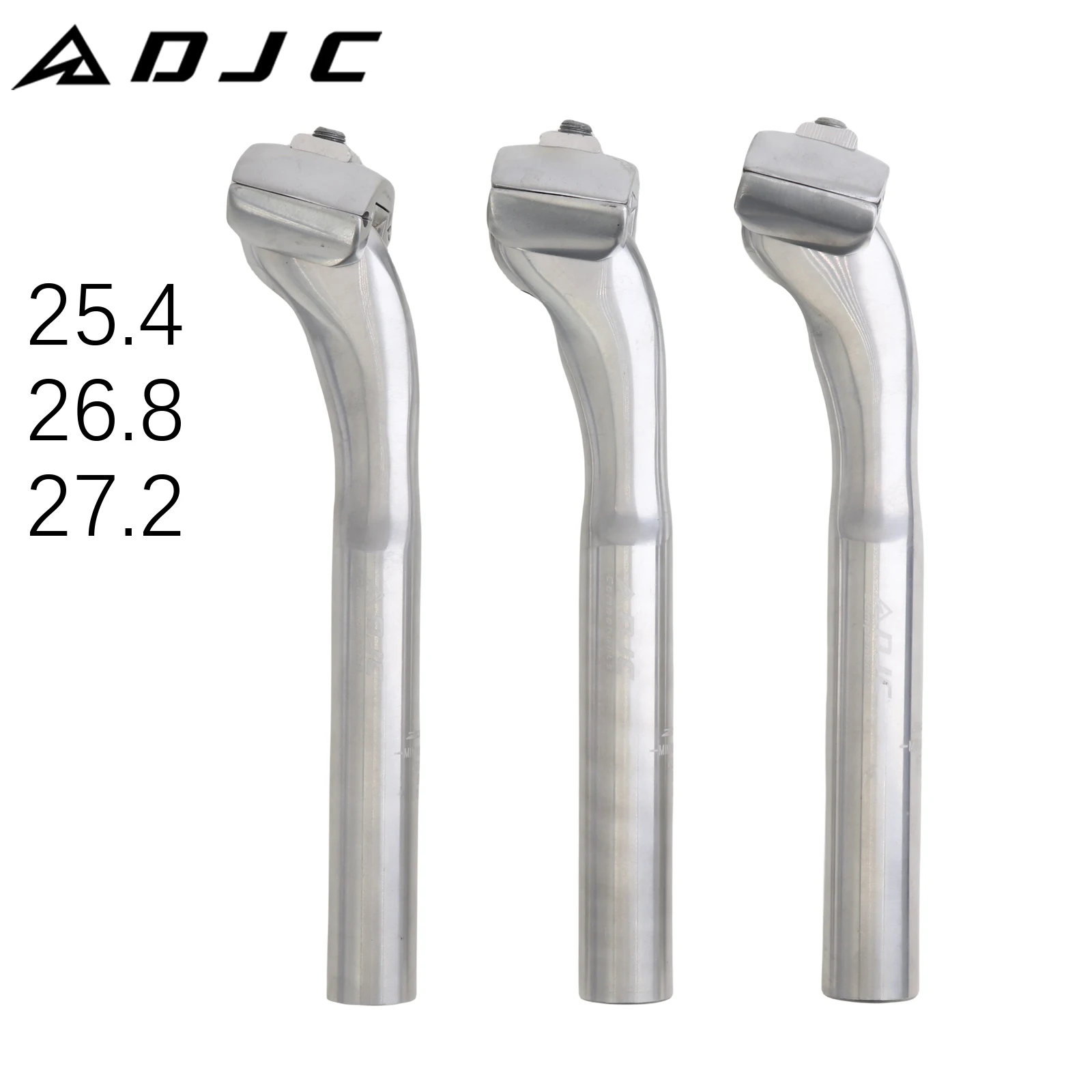 DJC自転車シートポスト 25.4 26.8 27.2x230mm シートチューブ クロム
