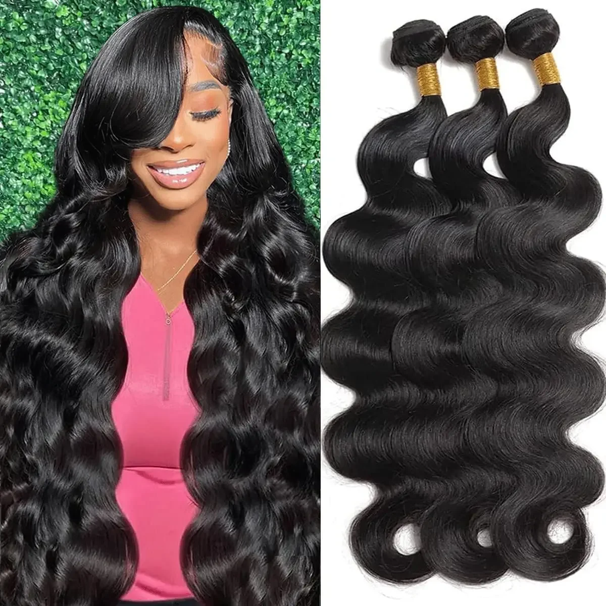 Natural Color Bundles 38 40 Inch Human Hair Body Wave Brazilian Hair Bundles Long Remy Braiding Hair Extensions 1/3/4 Pieces