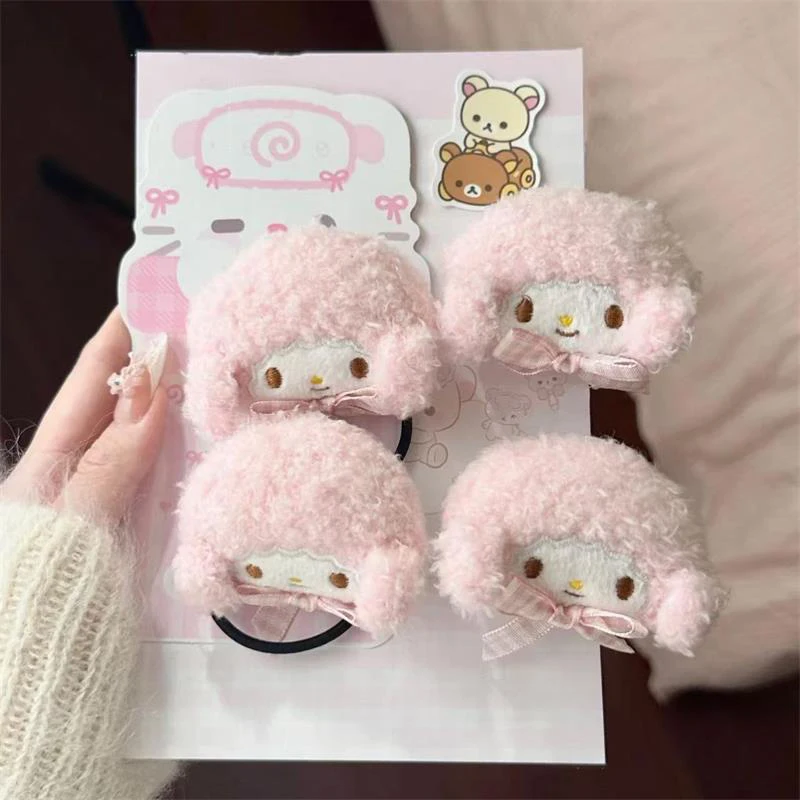 Kawaii sanrio meu piano doce círculo de cabelo de pelúcia dos desenhos animados rosa cordeiro hairpin anime periférico versátil conjunto presentes do feriado