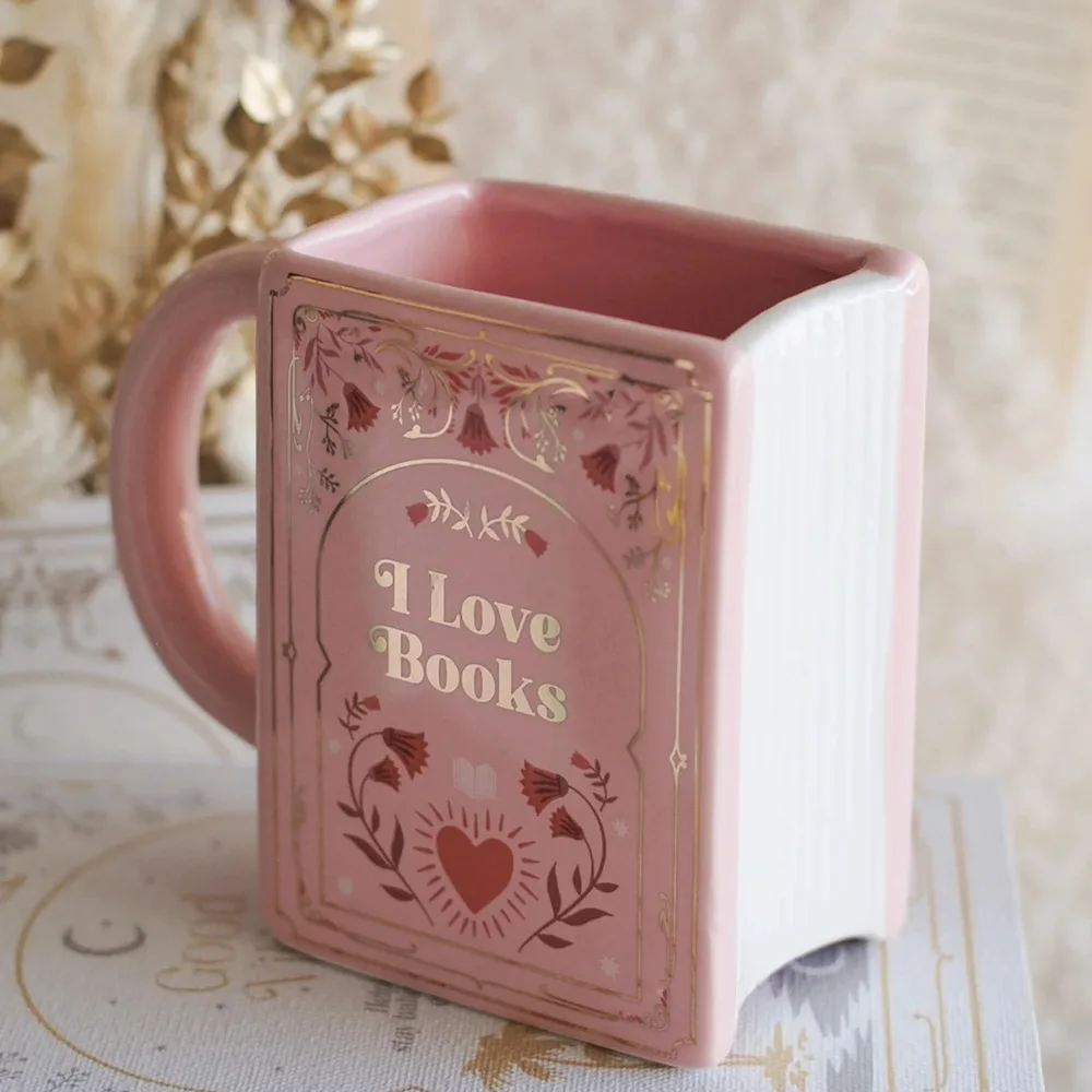 Taza de Café de Cerámica con Forma de Libro, Taza Creativa con Asa, Taza de Té Novedosa, Chocolate Caliente, Regalo Único para Amantes de los Libros y Lectores
