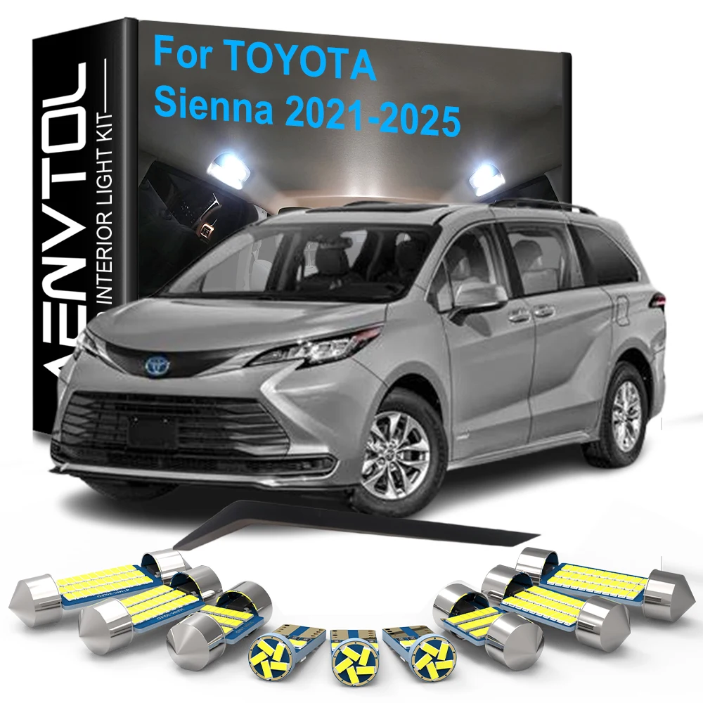 For Toyota Sienna 2021 2022 2023 2024 2025 Dome Read Vanity Mirror Trunk Door License Plate Lamp, 17pcs LED Interior Light Canbu