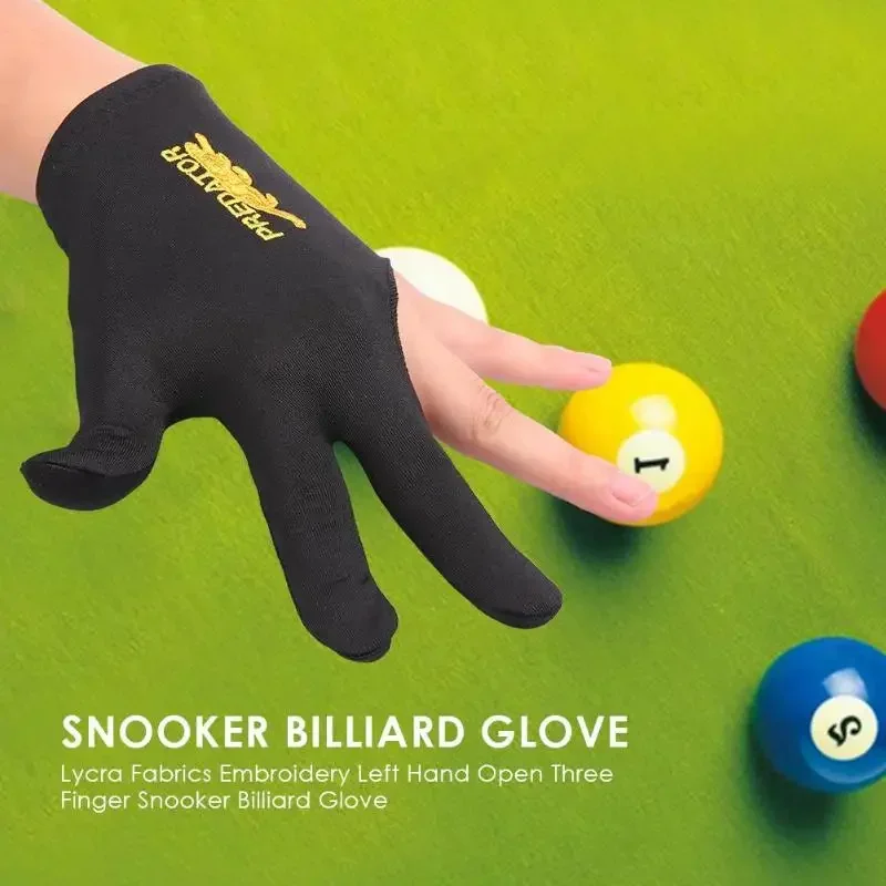 1-10PCS Professional Snooker Billiard Glove Embroidery Left Hand Three Finger Table Ball Smooth Lycra Fabrics Sport Accessories