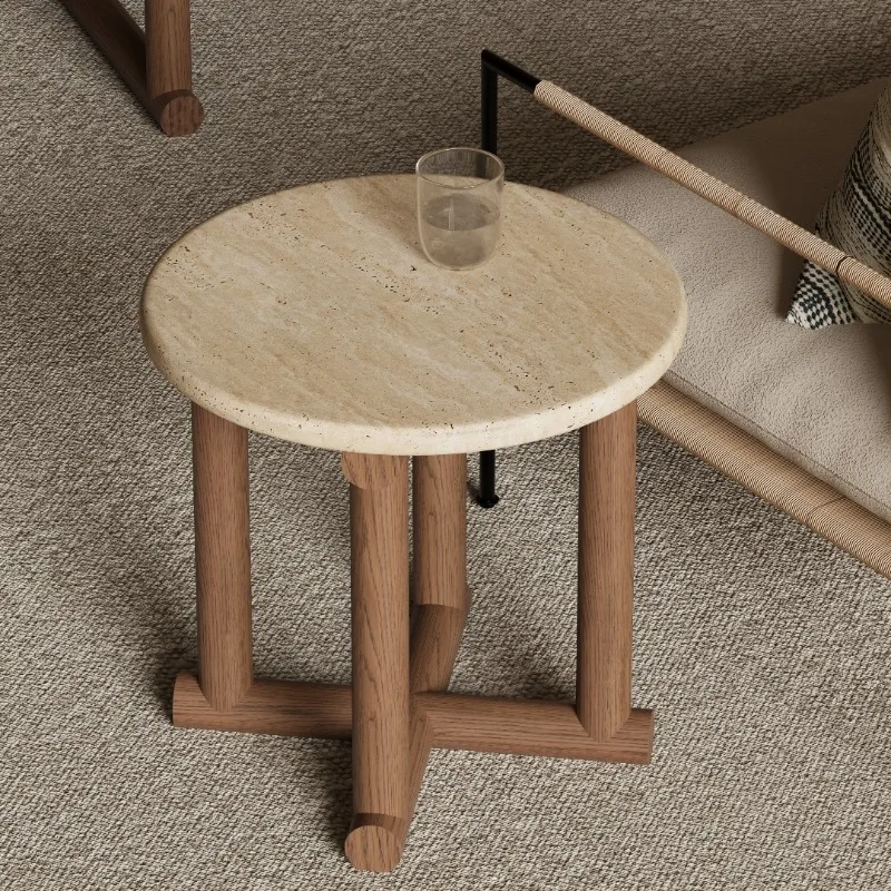 

Приставной столик, маленький журнальный столик из массива дерева в стиле ваби-саби для дома, гостиной, небольшой квартиры, б/у, маленький круглый угловой столик