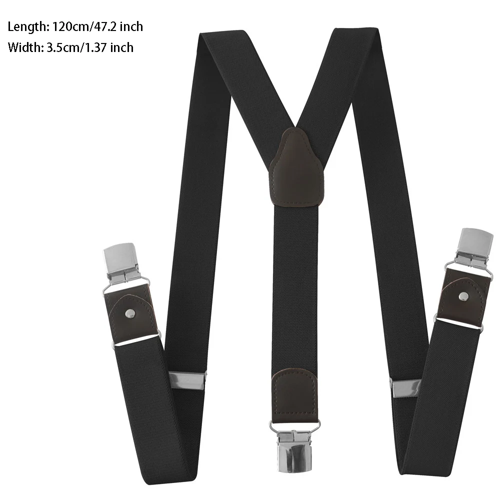 PU Leather Suspenders Men 3 Clips Male Suspensorios Adjustable Belt Strap Bretelles Vintage Men Clothing Accessories