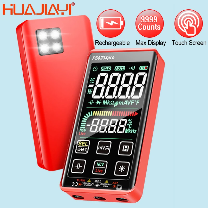 HUAJIAYI Hot Digital Multimeter TRMS 9999 Counts Auto Ranging Voltmeter Tester Meter Color Touch Screen Range AC DC Multitester