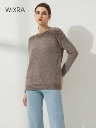 Wixra Thick Sweater Women Knitted Ribbed Pullover Long Sleeve Casual O Neck Jumpers Chenille Clothing Autumn Winter Hot