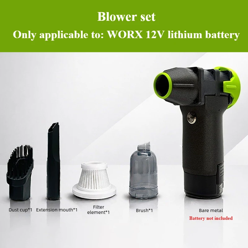 Handheld Brushless Blower for WORX 12V Lithium Battery Powerful Small Dust Blowing Machine Portable Dust Removal Hair Dryer