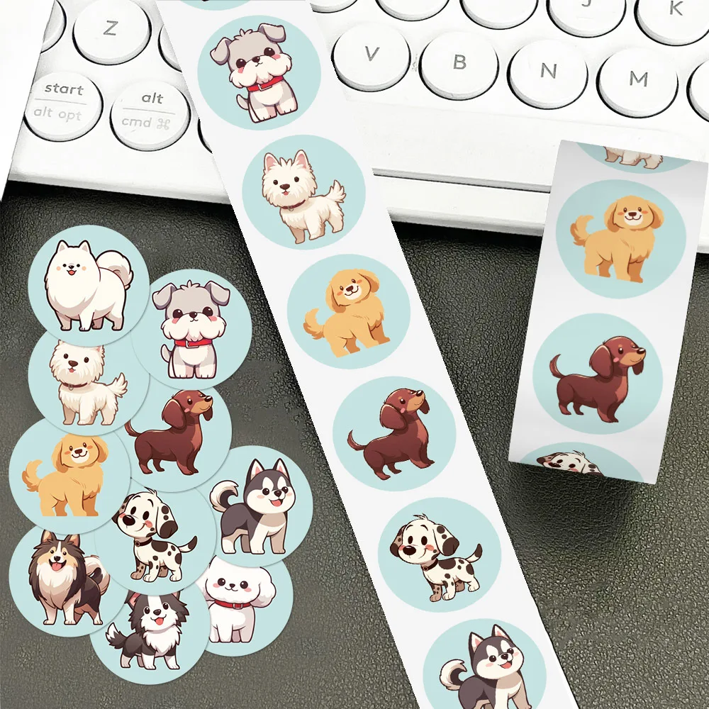 500pcs/Roll Cartoon Cute Dog Animal Sticker DIY PVC Laptop Decals Decoration Stiker Reward Gift Toys