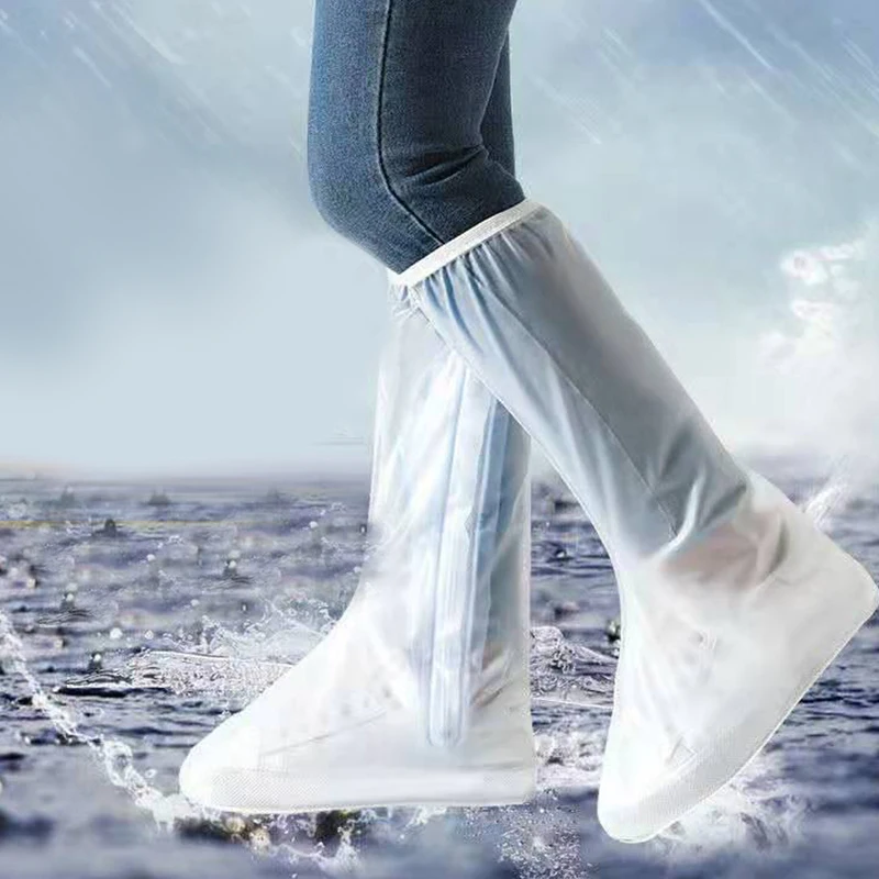 

High Tube Waterproof Shoe Cover Elastic Rain Boots For Women Men Sneakers Protector Slip-resistant Outdoor Rainy Days Overshoes