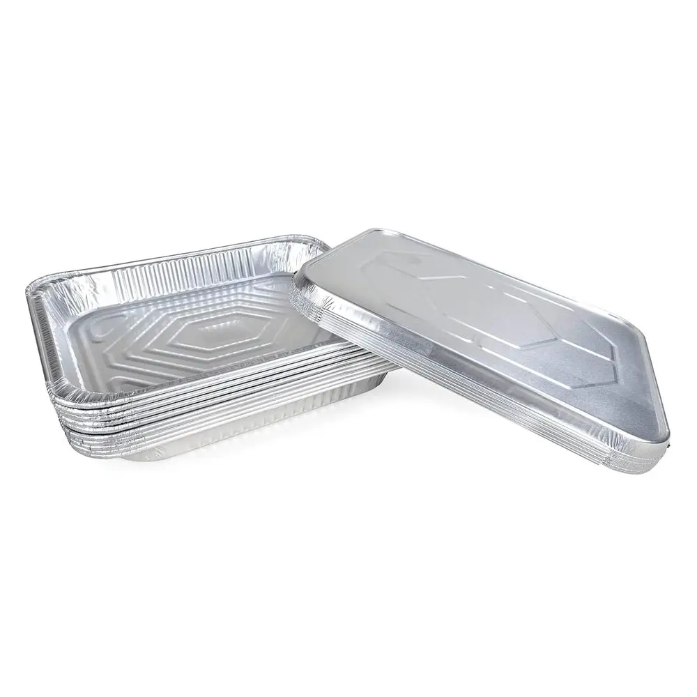 

13 x 11 Half-Size Aluminum Steam Table Pans with Lids - Disposable Foil for Grilling, Roasting, Baking, and Freezing (Pack of 10