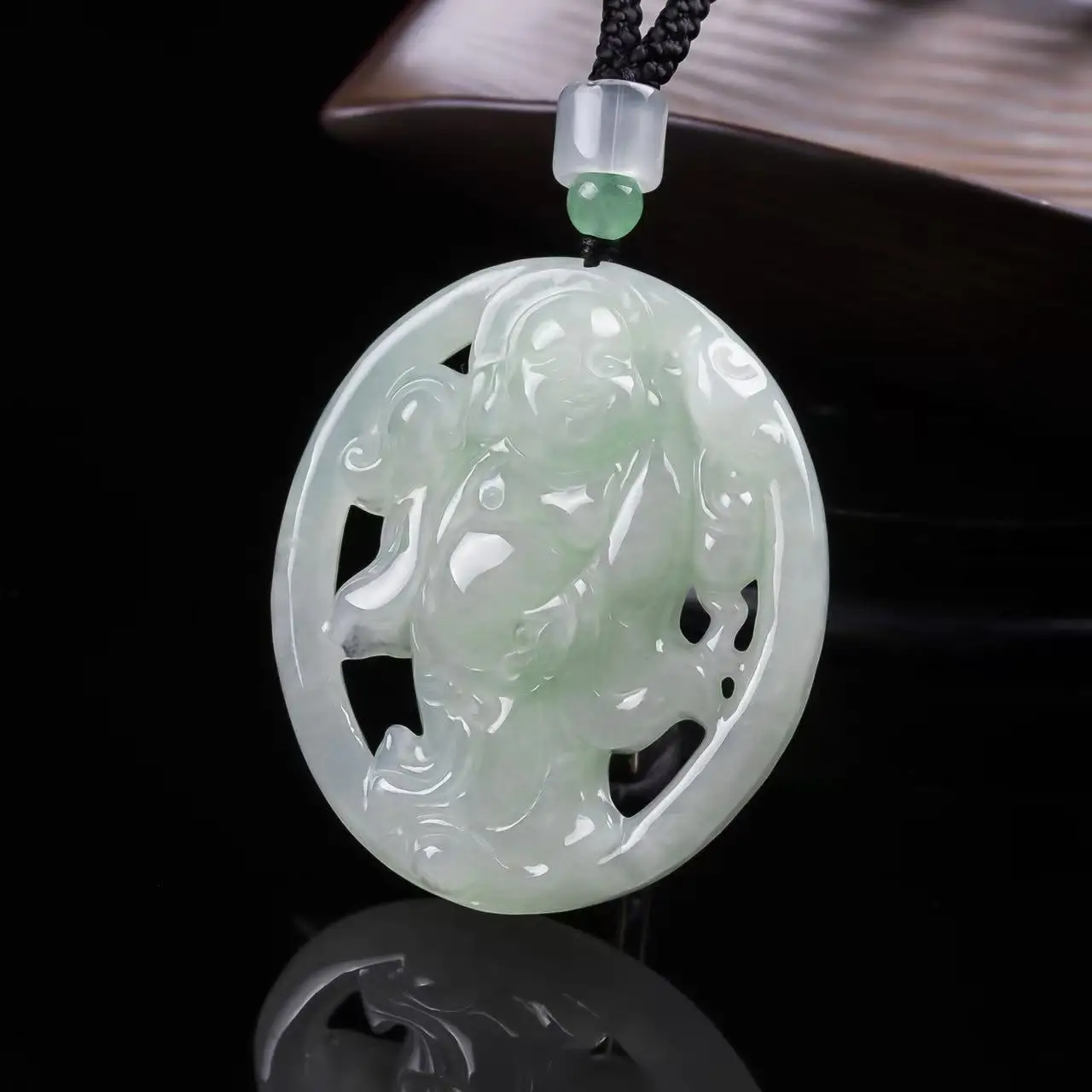 Natural A-grade Jadeite Hollow Stand Buddha Pendant Jewelry Maitreya Buddha Pendant Laughing Buddha Jade Pendant Drop Shipping