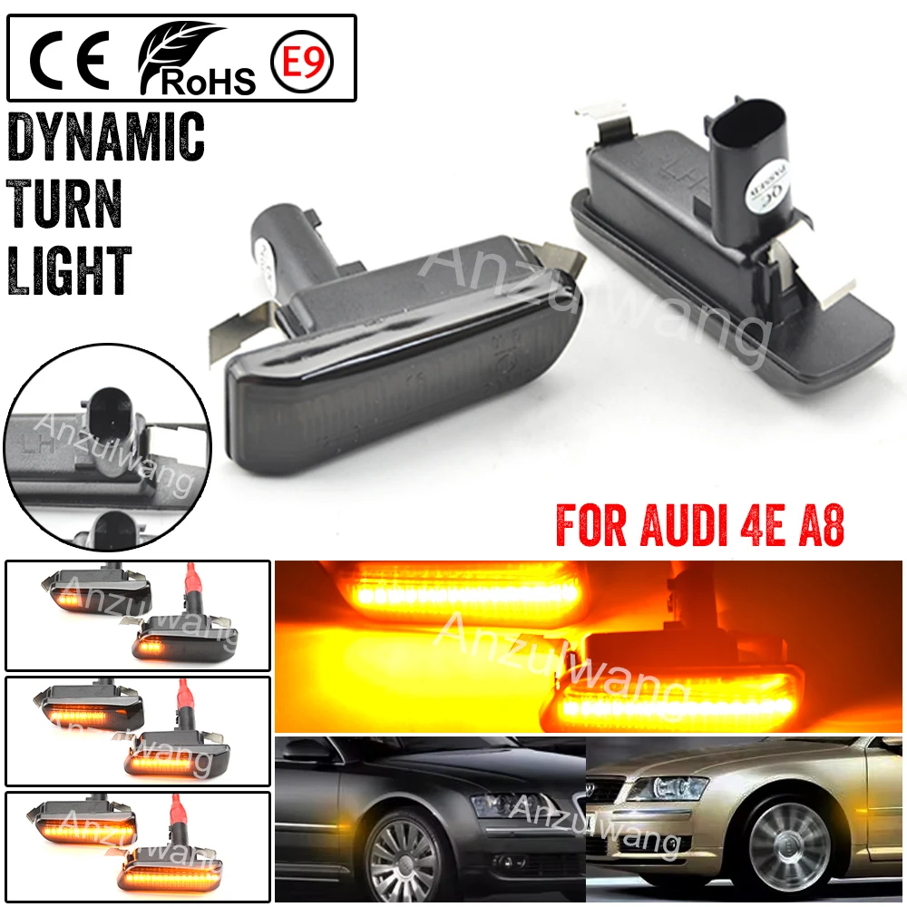 

2x для Audi A8 S8 4E D3 Quattro 2003-2009 светодиодный, динамические боковые габаритные огни, фонари поворотников, автомобильные аксессуары Canbus