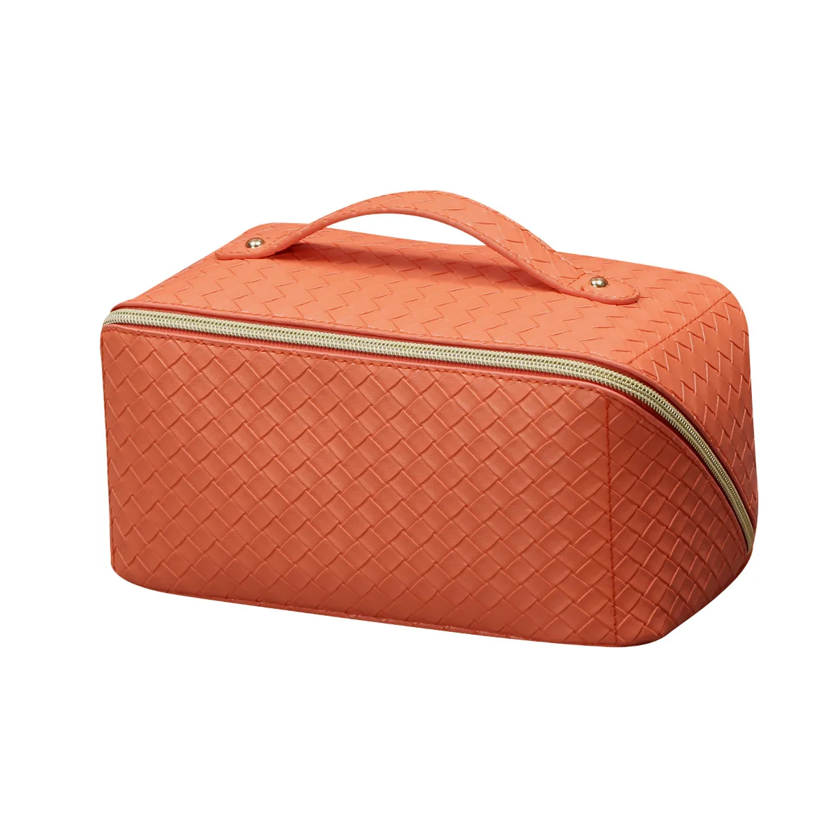 PU Storage Bag Checkered Embossed Large Capacity Portable Multi-function Cosmetic Bag Waterproof Storage Geometric Print Cases