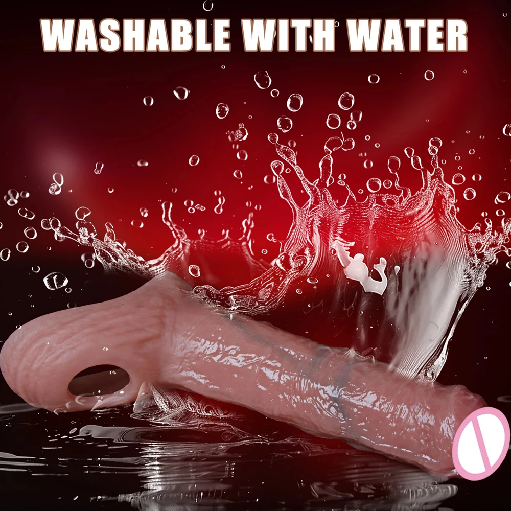 Рукав для пениса, мужская секс-игрушка, увеличитель пениса, удлинитель для мужчин, реалистичное кольцо для пениса с фаллоимитатором, чтобы закрепить сперму, обучение мужским пенису