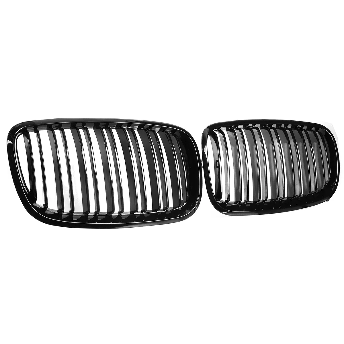For BMW X5 E70 2007-2013 X6 E71 E72 2008-2014 Racing Grill Pair Gloss Black Car Front Kidney Grille Double Slat Grill Grille