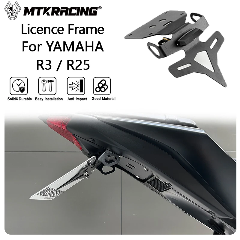 MTKRACING Licence Frame For YAMAHA R3 / R25 2019-2024 License Plate Holder Rear Tail Frame Fender Eliminator Bracket Kit