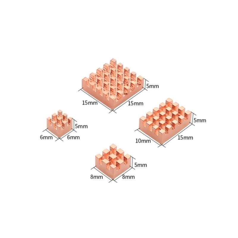ชุดฮีทซิงค์ทองแดง 62ka ชุด 4PCS ที่ครอบคลุมฮีทซิงค์สำหรับบอร์ด RPI 4B