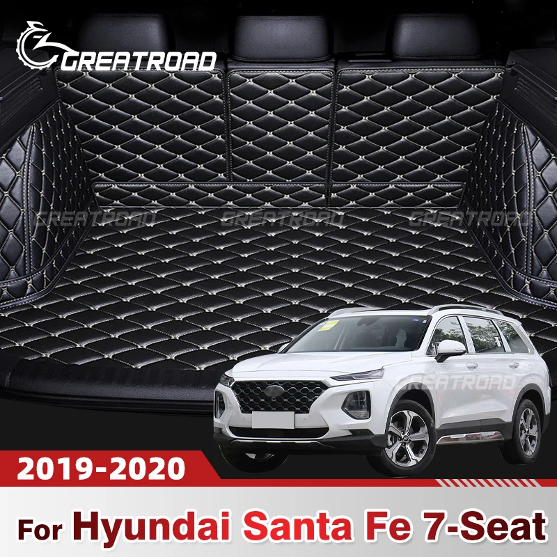 

Автоматический коврик в багажник с полным покрытием для Hyundai Santa Fe, 7 сидений, 2019 2020, чехол для багажника автомобиля, аксессуары для защиты салона