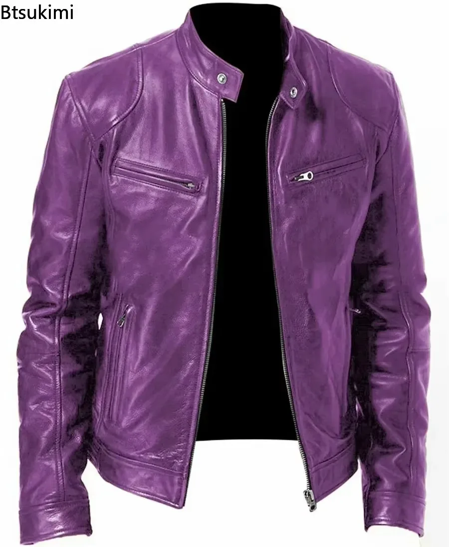 2026 Handsome Motorcycle Jackets for Men Fashion Stand Collar Zip Cardigan Leather Jackets Men Casual Windproof PU Outerwear 9XL