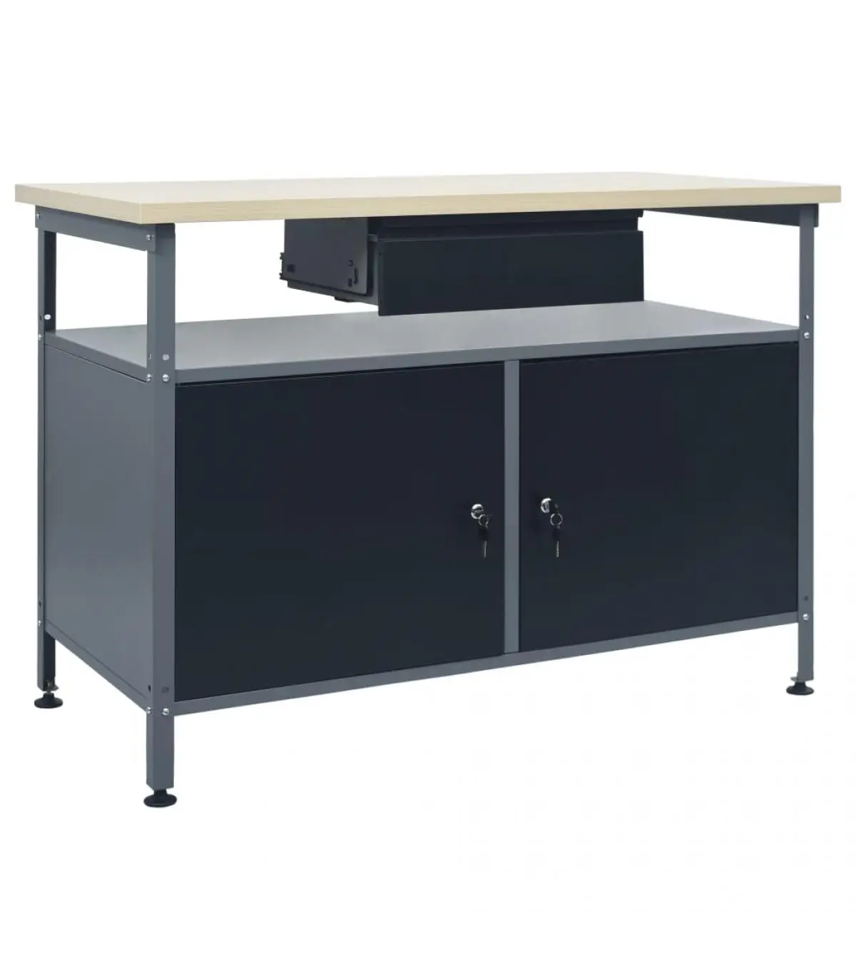 Worktables black steel workbench 120x60x85 cm