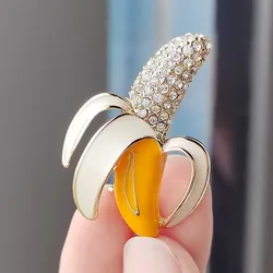 Creative Enamel Rhinestone Banana Brooches For Women Men Clothing Suit Bag Badge Office Party Fruit Brooch Pins Jeweley Gifts