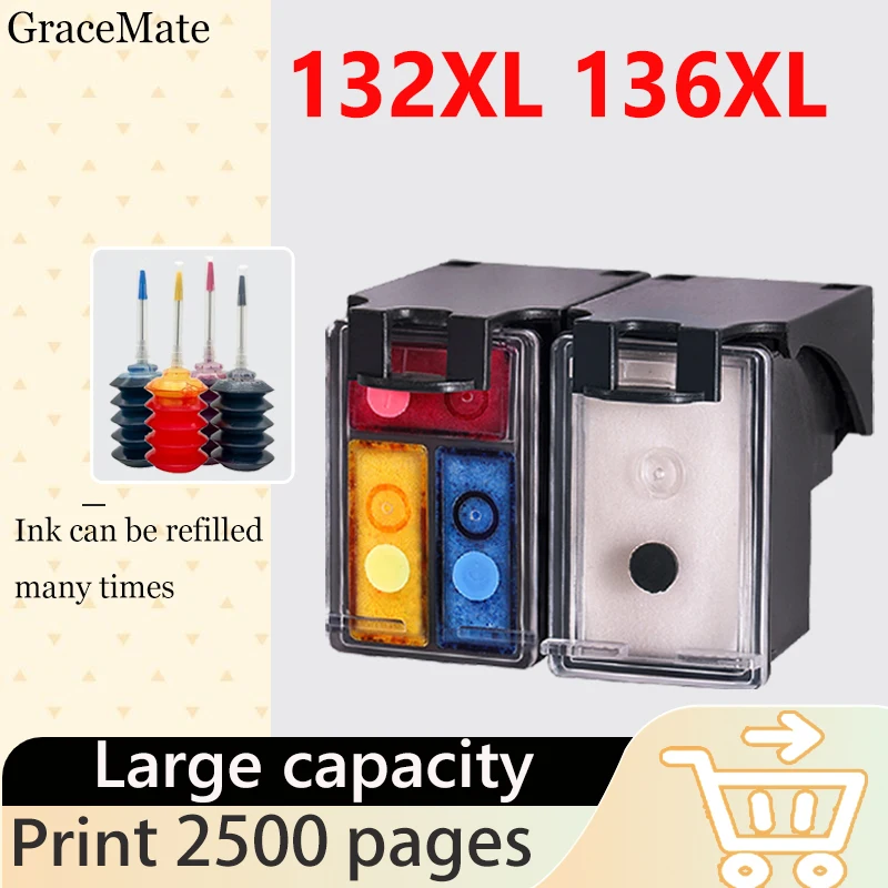 remanufaturado substituicao do cartucho de tinta para hp 132 136 hp 132 photosmart 2573 c3183 officejet 6213 psc 1513 impressora 132xl 136xl 01