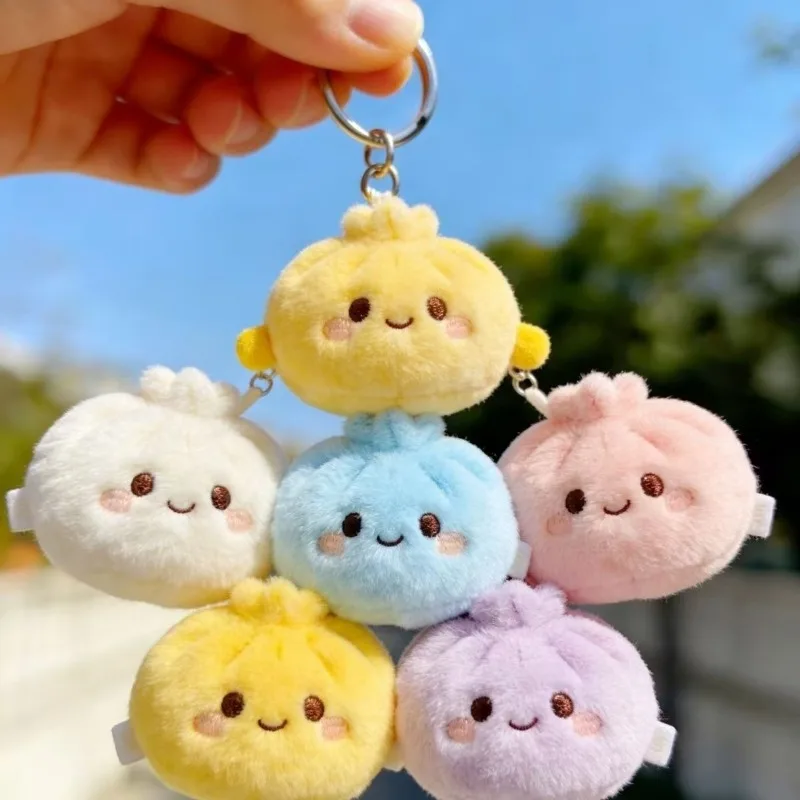 

New Furry Baozi Hanging Charm Plush Toy Cute Cartoon Keychain Soft Stuffed Kawaii Squeeze Relaxing Pet Toy Kids Gift Collectible