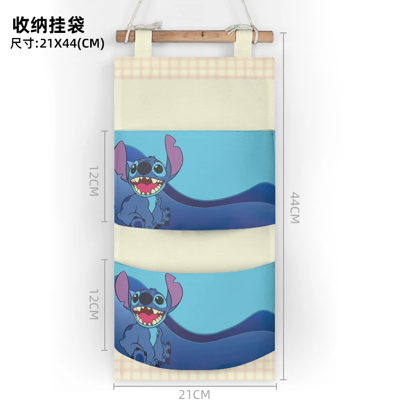 Disney Stitch Anime Cosmetic Cases Cartoon Hanging Organizers Wall Customized Wardrobe Storage Bag Household Gift