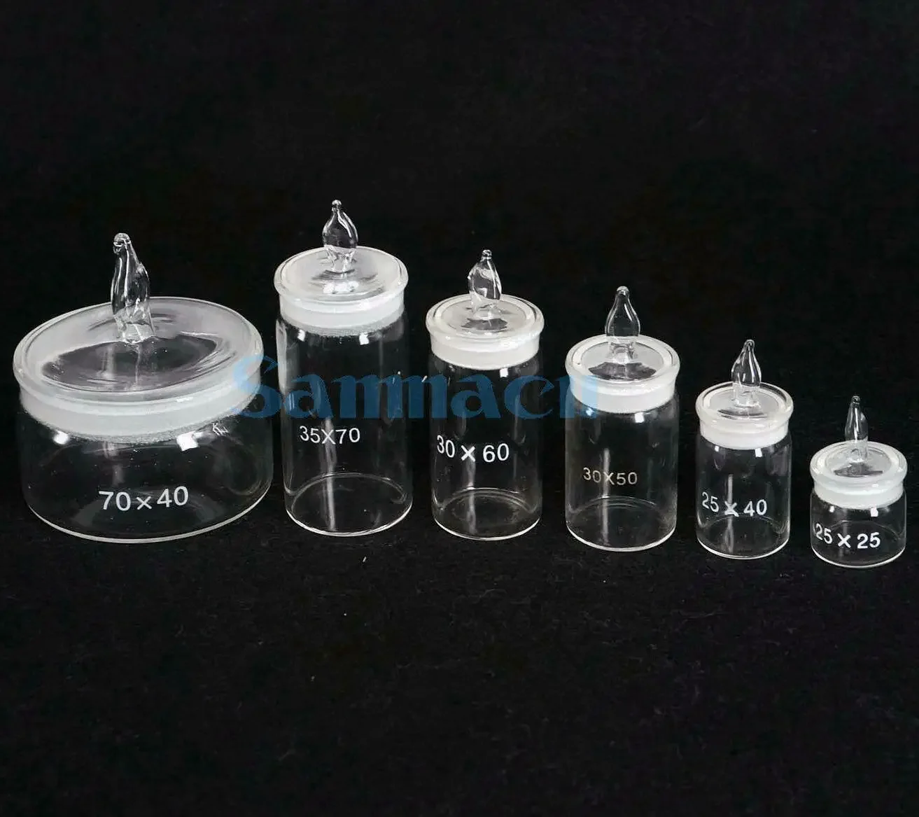 10x10 20x20 25x25 25x40 30x50 30x60 40x70 50x30 60x30 70x40mm Lab Glass Weighting Bottle with Ground Glass Lid