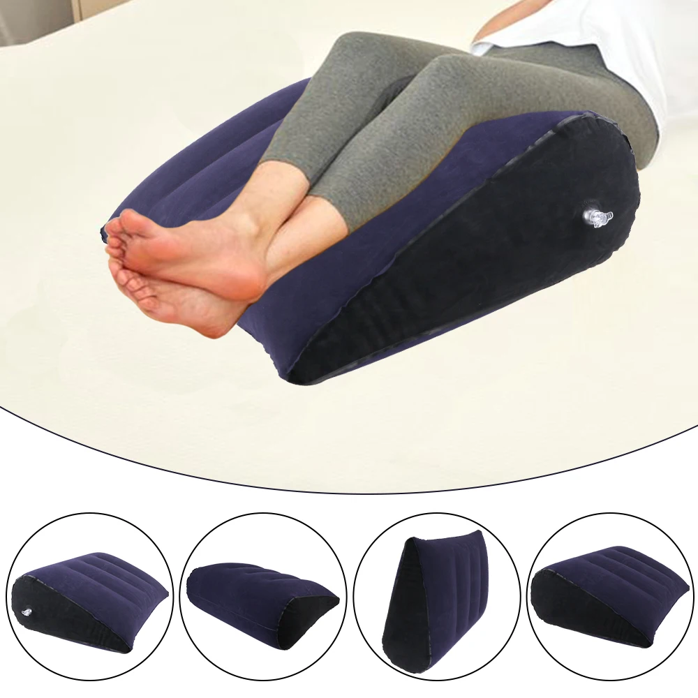 PVC Flocking Couple Love Cushion Inflatable Triangle Pillow Foot Rest Air Pillow Relax Cushion Portable For Travel Office Car