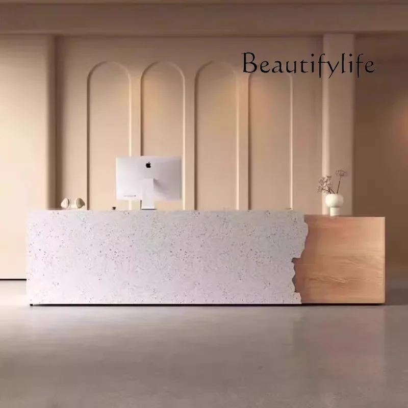 بواسطة L شكل مكتب الاستقبال مكتب الاستقبال التصميم الحديث صالون تجميل مكاتب الاستقبال عيادة الخشب Mostrador دي Tienda الأثاث