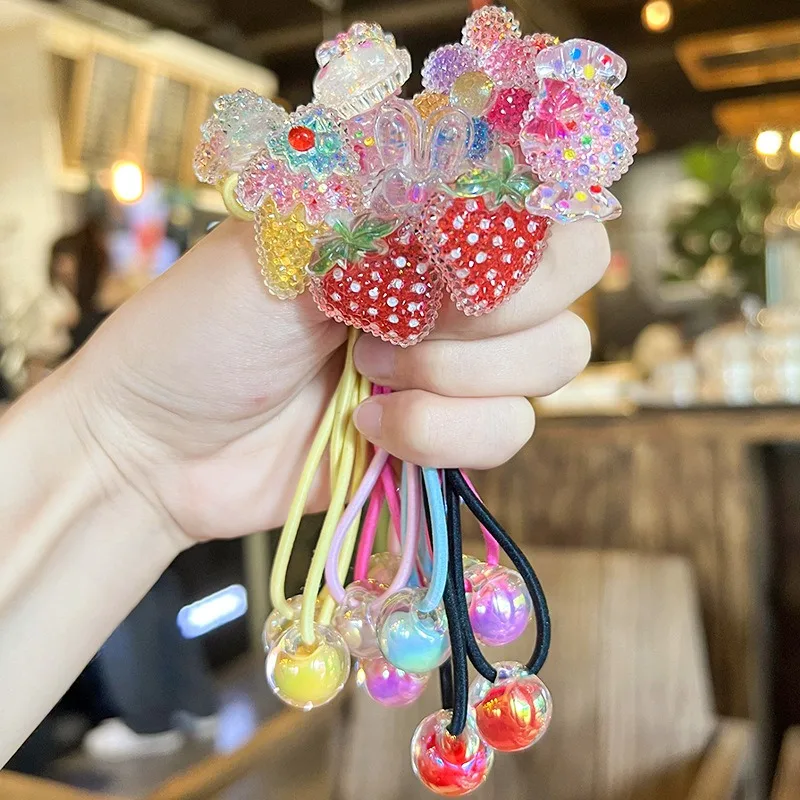 Cute Cartoon Elastic Hair Ties para meninas, Sugar Hair Ropes, 10Pcs