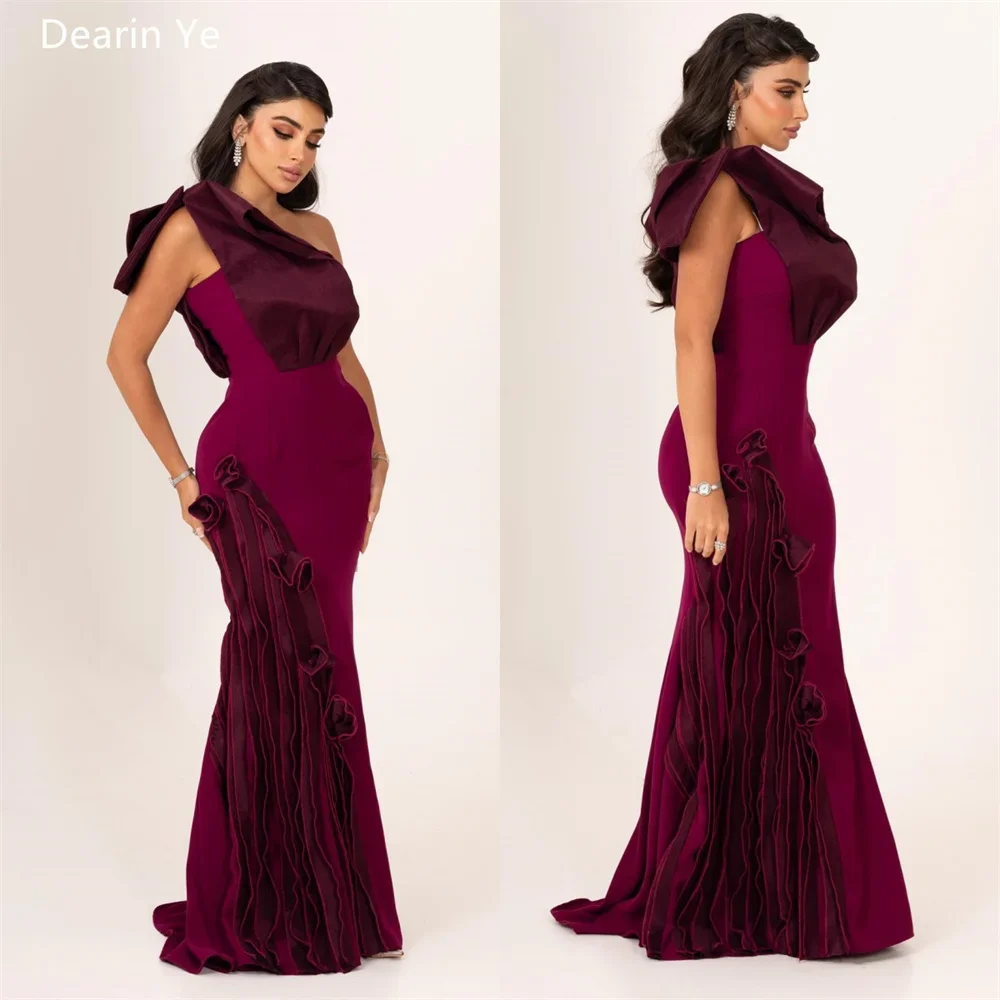 

Customized Saudi Arabia Dearin One Shoulder Mermaid Floor Length Skirts Draped Sleeveless Bespoke Occasion Dresses Evening Dress