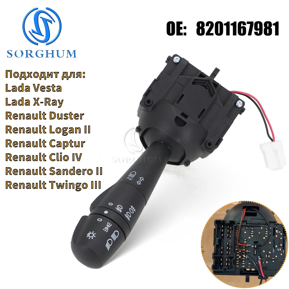 Car Steering Column Switch 8201167981 For Dacia Logan Renault Clio IV4 Sandero Trafic III 3 Turn Signal Switch Fog Lamp Control