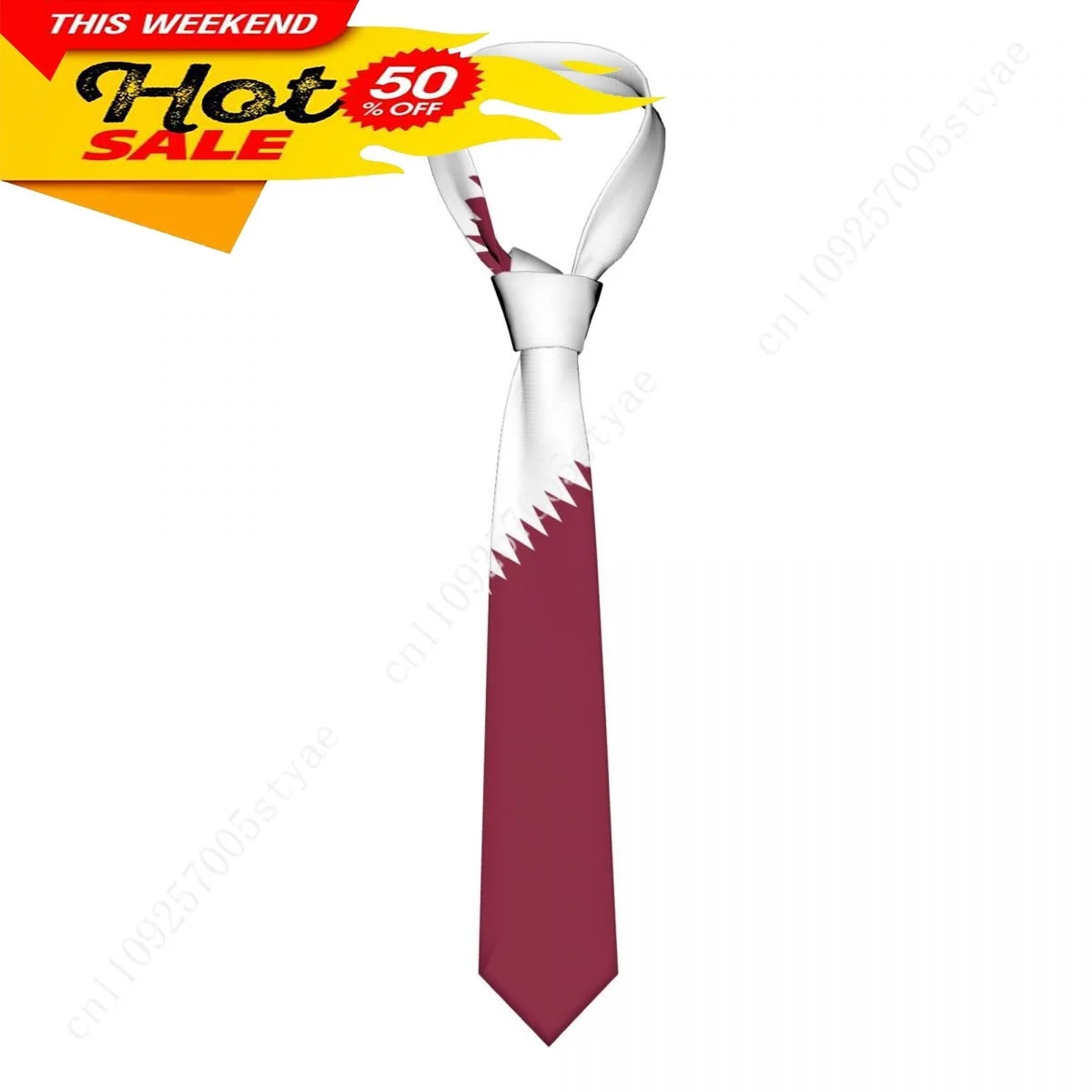 

Qatar Flag Tie Emblem Necktie Men Women Neck Ties Casual Plaid Tie Suits Slim Wedding Party Business