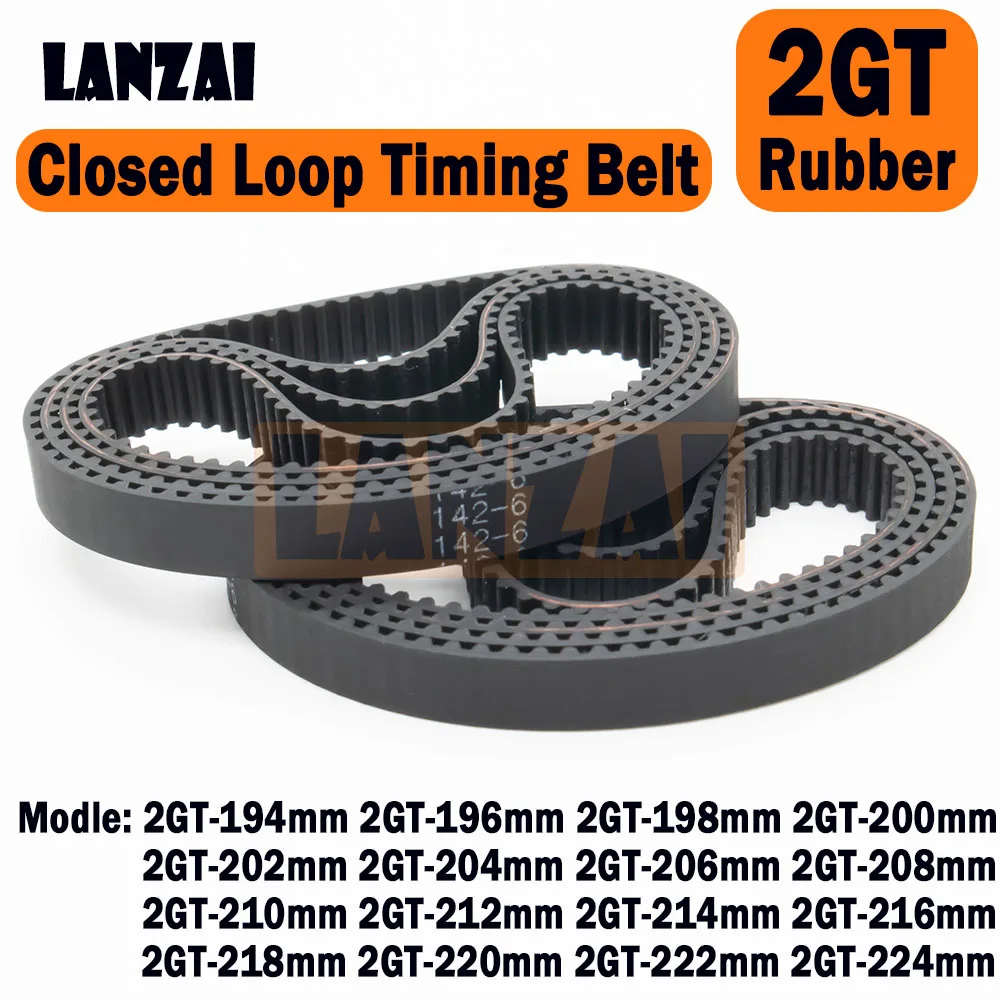 LANZAI 2GT Rubber Timing Belt Closed Loop C=194 196 198 200 202 204 206 208 210 212 214 216 218 220 222mm W=6/10/15mm 3D Printer