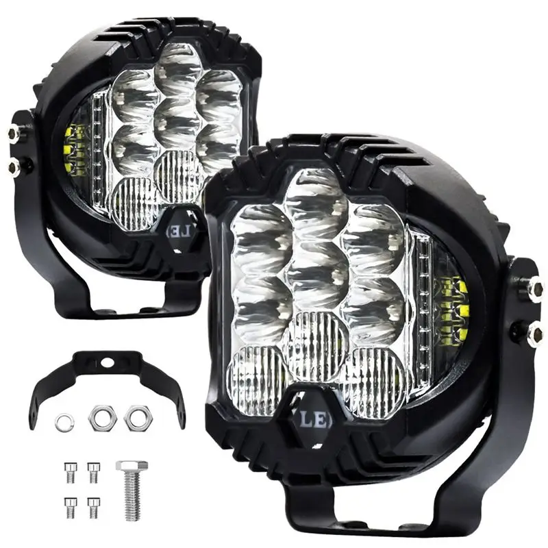 M93K-3 Inch Three Side Illuminated Work Lights LED Headlights For Truck Suv Boat Off-Road Vehicles ATV