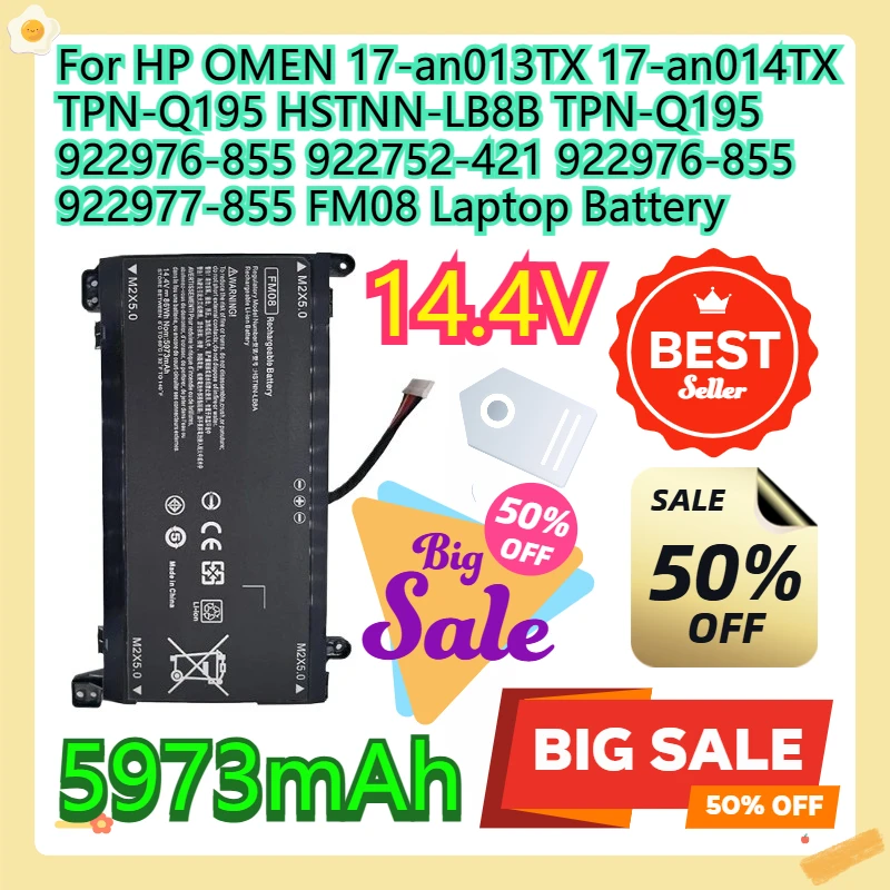 

Для HP OMEN 17-an013TX 17-an014TX TPN-Q195 HSTNN-LB8B TPN-Q195 922976-855 922752-421 922976-855 922977-855 FM08 Аккумулятор для ноутбука