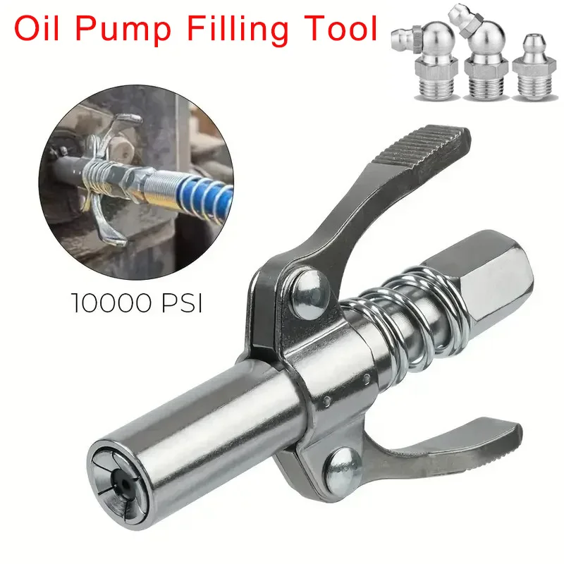 

10000PSI Grease Gun Coupler Manual Grease Pump Head Syringe Lubrication Nozzle Oil Pump Filling Tool Car Accessories